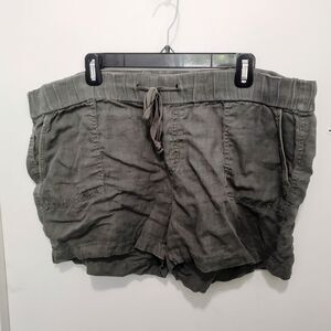 Caslon Linen Shorts Women XL Olive Green Drawstring Waist Pockets 100% Linen XL